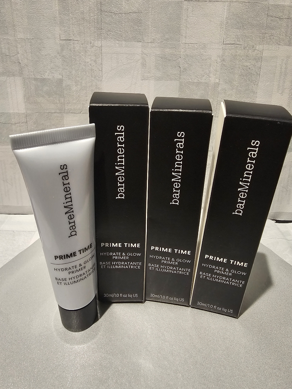 3x NEW BareMinerals Prime Time Hydrate & Glow Primer 30ml